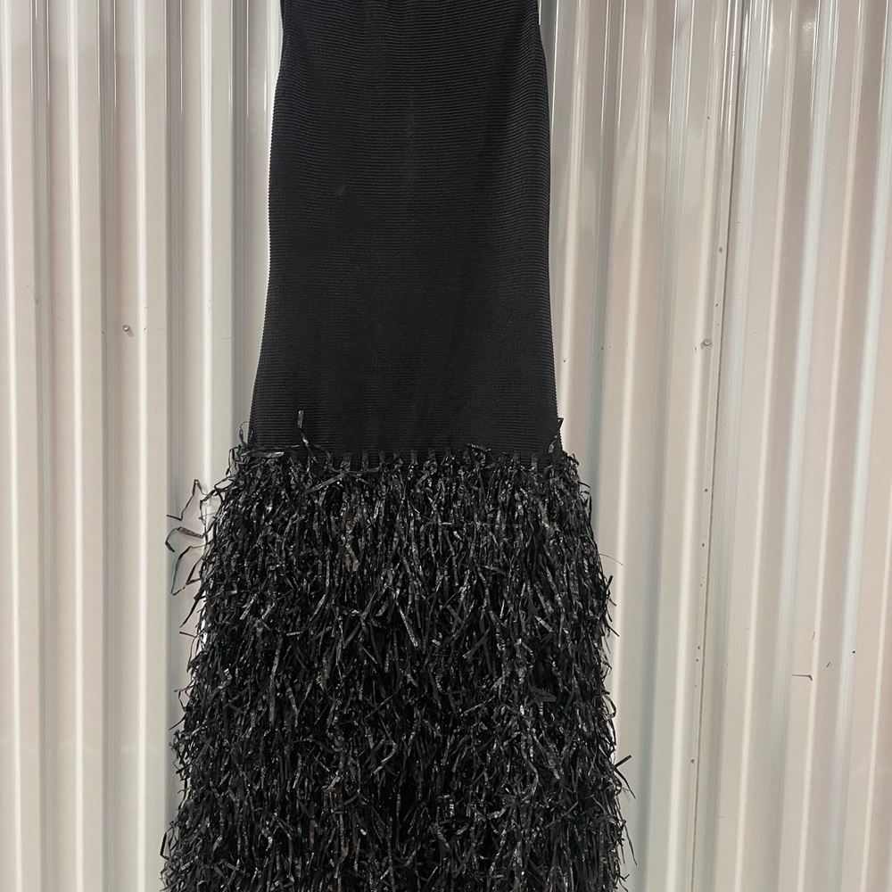 Chic Black Sleeveless Fringe Pencil Dress - Picture 2 of 10